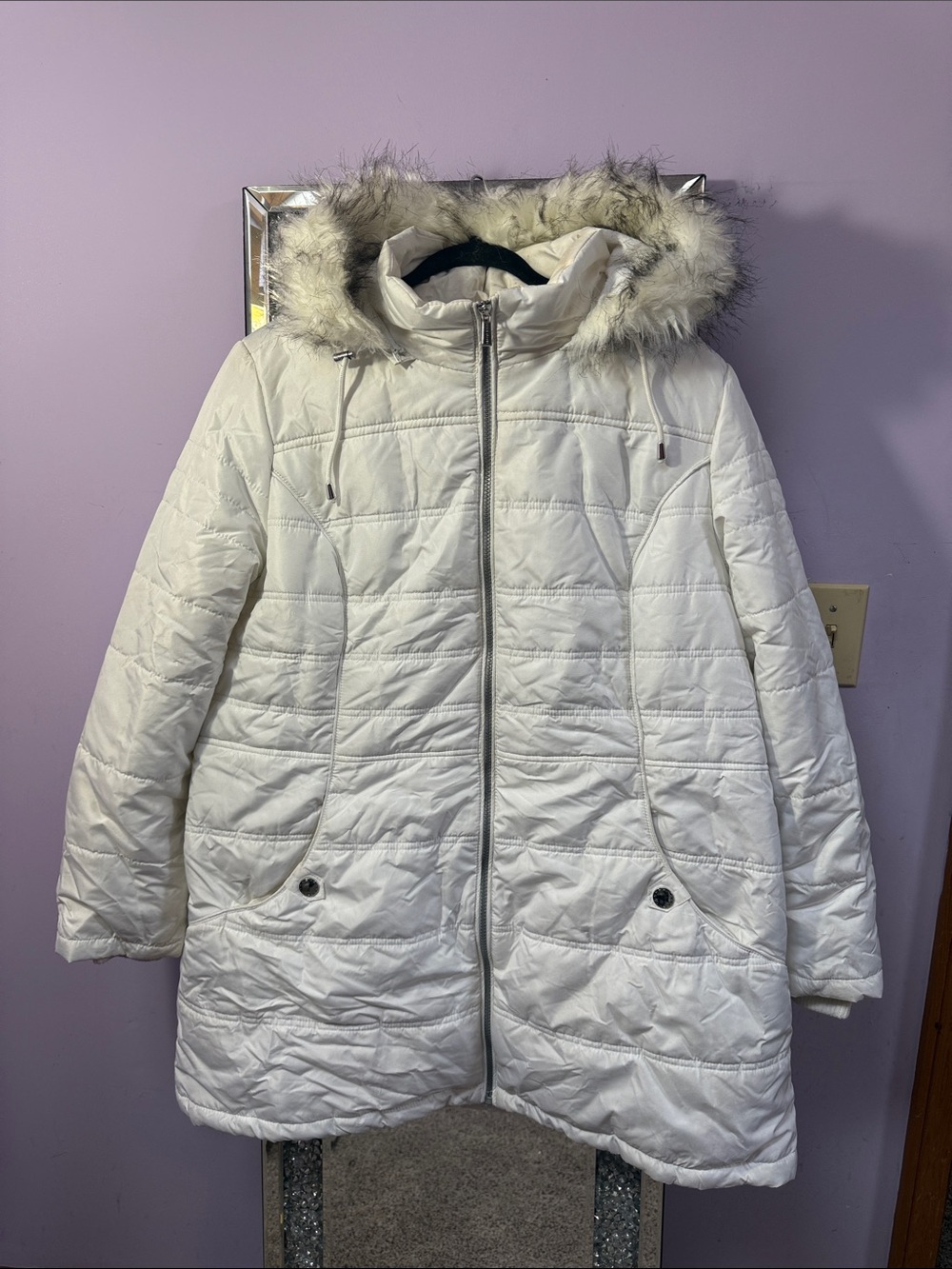 White puffer coat